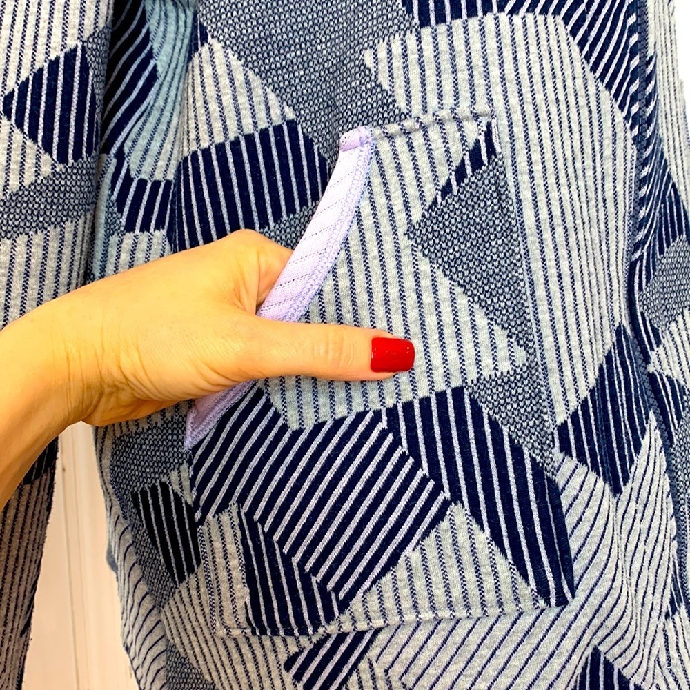 Geometrical lavender, navy and light grey quilted jacket - Picture 5 of 7